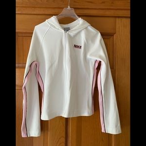NIKE Zip Up Hoodie with Pink Fishnet Detailing